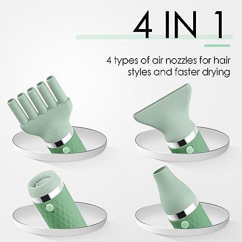 ThinkPet Dog Hair Dryer for Pet Grooming High Velocity Force Blower - Lightweight Portable Dog Dryer for Small Medium Large Dogs Grooming Hair Dryer - 4 Levels Temperature 3 Blow Speed 4 Nozzle Green