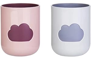 Rabyleo Simple Cloud Mouthwash Cup - Creative Cute Couple Mouthwash Cup (Light Pink & Off White)