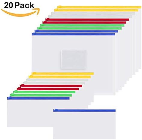 AUHOO Plastic Poly Zipper Envelope File Folder Bag Clear Pencil Pouch/Case Bill Bag for Office School Supplies(A4 & A6)