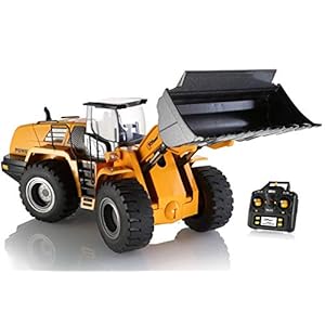 Top Race 10 Channel Full Functional Remote Control Front Loader Construction Tractor, Full Metal Bulldozer Toy Can Dig up to 3.5 Lbs, 1:14 Scale TR-213