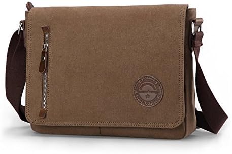 Muzee "Goldenwest" Men's Canvas Messenger Crossbody Bag - Coffee Brown