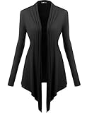 TWINTH Womens Comfy Rayon Drape Collar Long Sleeve Cardigan BLACK XX-Large