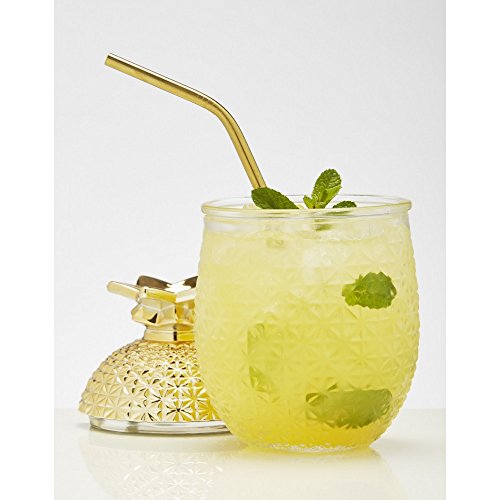 Brilliant – Ananas Cocktailglas mit Strohhalm und abnehmbarem Deckel, 444 ml. Stückzahl: 2. – Bild 5