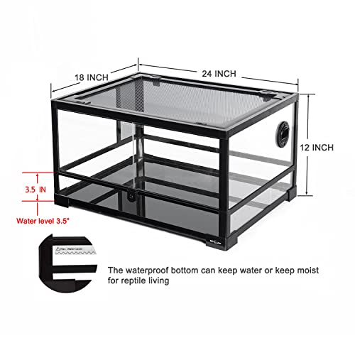 REPTI ZOO Full Glass 20 Gallon Reptile Tank, Front Opening Reptile