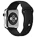 BRG Soft Silicone Sport Band Replacement Wrist Bracelet Strap with Pin-and-Tuck for Apple Watch 38mm Series 1 Series 2 All Models - M/L Black