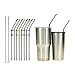 RAINIER Set of 8 Reusable Stainless Steel Metal Drinking Straws With Silicone Tips, Silencers, 2 Cleaning Brushes | Fits Yeti RTIC Tervis 20 oz Tumbler| Extra Long Angled 9 Inch Eco Friendly