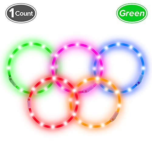 BSEEN LED Dog Collar USB Rechargeable (Fluorescent Green)