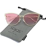 SojoS Womens Fashion Double Wire Flash Mirrored Lens Cat Eye Sunglasses SJ1049