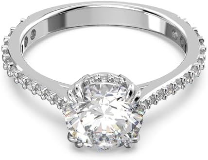 Stilla Cocktailring, Rhodinierter Damenring mit Strahlenden Swarovski Kristallen