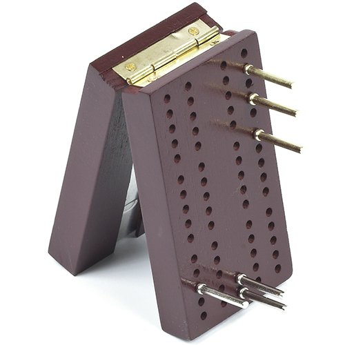 Travel Pocket Size Wooden Cribbage Board with Metal Pegs