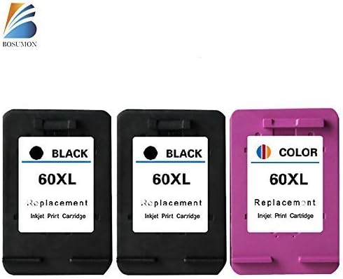 BOSUMON Remanufactured Ink Cartridges for Hp 60xl Use for Photosmart Compatible with C4600 C4610 C4635 C4640 C4650 C4680, (2black&1tri-color)