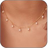 Dainty Pearl Necklace, 14k Gold Plated Pearl Pendant Necklace Delicate Handmade Pearl Necklace Everyday Jewelry Gifts