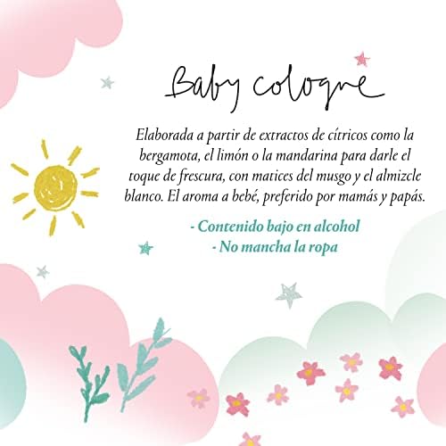 , Baby Cologne Clásica, Colonia para Bebé Baja en Alcohol, No Mancha la Ropa, Fresca, Aroma Delicado, con Vaporizador, 100 ml