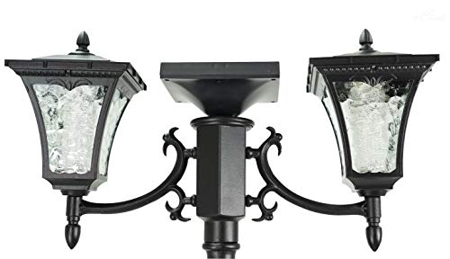 Sun-Ray 312014 Vittoria 2-Head Solar LED Lamp Post & Planter, Batteries Included, 7', Black