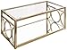 Steve Silver Olympia Contemporary Cocktail Table, Gold Chrome, Tempered Glass Mirrored, Living Room, Home Office, Rectangle, 47