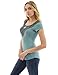 PattyBoutik Women Crochet Lace Inset Cap Sleeve Blouse (Moderate Turquoise and Gray Small)