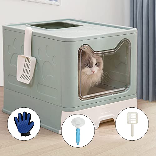 ROCCS Foldable Cat Litter Box with Lid,No Smell Large Top Entry