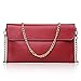 S-ZONE Women's Genuine Leather Envelope Clutches Handbag Shoulder Evening Bag