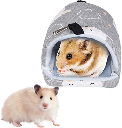 Hamster Hammock Pet Canvas Warm Swinging Bed and Nap Sack for Ferret Rat Guinea Pig Gerbil Mice Hamster Chinchilla(Gray Rabbit)