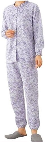 Women quilt detachable simple button pajamas lavender ?M ?38634-01 *AF27*