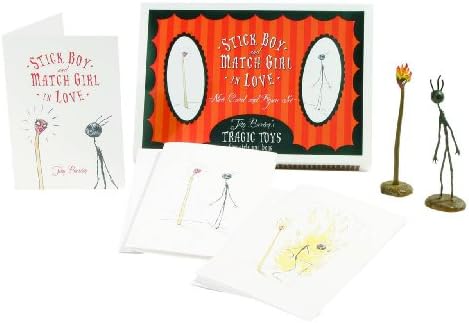 Tim Burton's Tragic Toys For Girls And Boys, "Stick Boy & Match Girl" In Love, Note Card & Figure Set