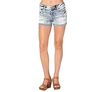 Silver Jeans Women's Suki Perfectly Curvy-Fit Mid-Rise Light Wash Short, Indigo, 32