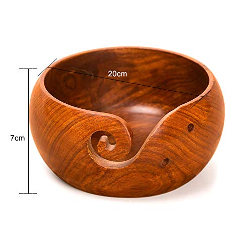 Yamalans Handmade Wooden Yarn Bowl, Home Knitting Needlework Storage Crochet Organizer Yarn Holder for Knitting & Crocheting 7.87 x 2.76 inch