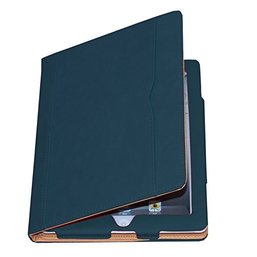 New 2017 iPad 9.7 Case (2017 Released), JYtrend Multi-Angle Viewing Stand Leather Folio Smart Cover with Big Front Pocket Auto Wake Up/Sleep for A1822 A1823 (Navy)