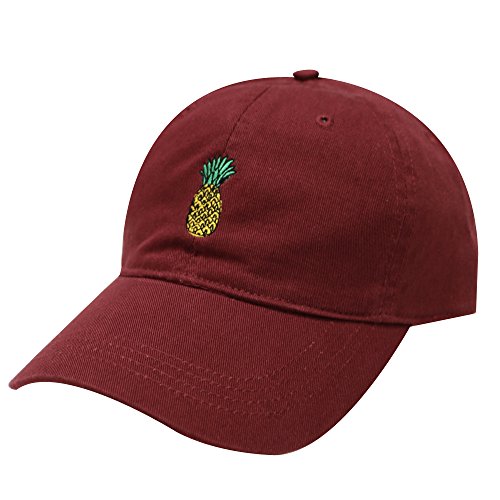 City Hunter C104 Pineapple Cotton Baseball Cap Multi Colors (Burgundy)