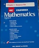 Paperback Holt Mathematics California: Chapter Resource File #2 Course 1 Book