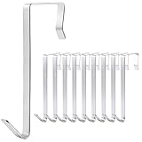 IPOW 10 Pack Stainless Steel 5 Inch Large Over The Door Hooks Metal Hanger Organizer for Shoe Holders,Coats, Hats,Bags
