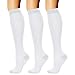 CHARMKING Compression Socks for Women & Men Circulation (3 Pairs) 15-20 mmHg is Best Athletic for Running, Flight Travel, Support, Cycling, Pregnant - Boost Performance, Durability (L/XL, White)