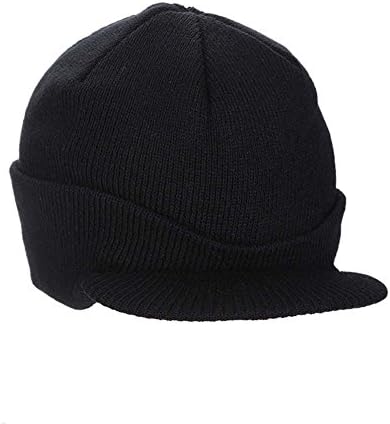 Old DIrd Unisex Winter Wool Knit Cable Cuff Visor Beanie Hat Ski Cap Multi-Color HT09 Black