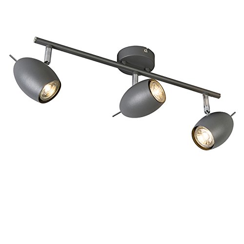 Qazqa Modern Spotbar Spotlight Ceiling Bar Egg 3 Dark Grey Round