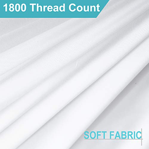 COHOME Queen Bed Sheets Set 4 Piece, Microfiber 1800 Thread Count Luxury Egyptian Sheets-Stain Wrinkle Fade Resistant, Hypoallergenic 16 inch Deep Pocket Bedding Set (White) - Thumbnail 2