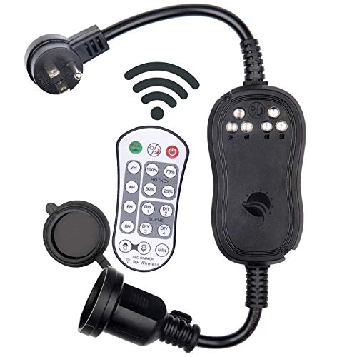SUNYE Wireless Remote Control Outdoor Timer And Dimmer,240W,150FT Range,Photocell Light Sensor,Dusk To Dawn,Countdown,Memory,Plug In Dimmer for DIMMABLE LED String Lights,Incandescent Bulb