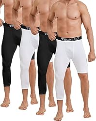 4 Pack Men's 3/4 One Leg Compression Tights Pants