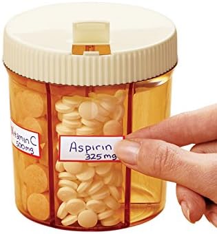 6-Slotted Vitamin And Pill Dispenser With Sticker Labels For Your Medication