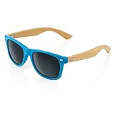 Oct17 Wood Bamboo Wooden Vintage Sunglasses Eyewear for Mens Womens (Blue, Black )