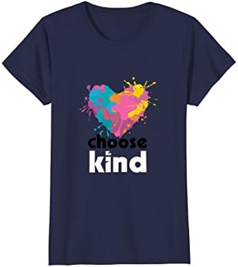 Womens Choose Kind T Shirt with Heart Medium Navy