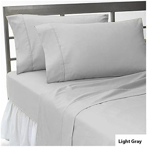 USA Bedding Sheet 650 Thread Count 1- PCs- Flat- Sheet Solid Pattern 100% Egyptian Cotton All Sizes &amp; Colors ( Queen , Light grey ) By Furnish Homes