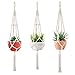 Macrame Plant Hangers, FIREOR 3 Pack Plant Hanger Indoor Outdoor Hanging Planters Flower Pot Holder Basket - 4mm Cotton Rope, 41 Inch