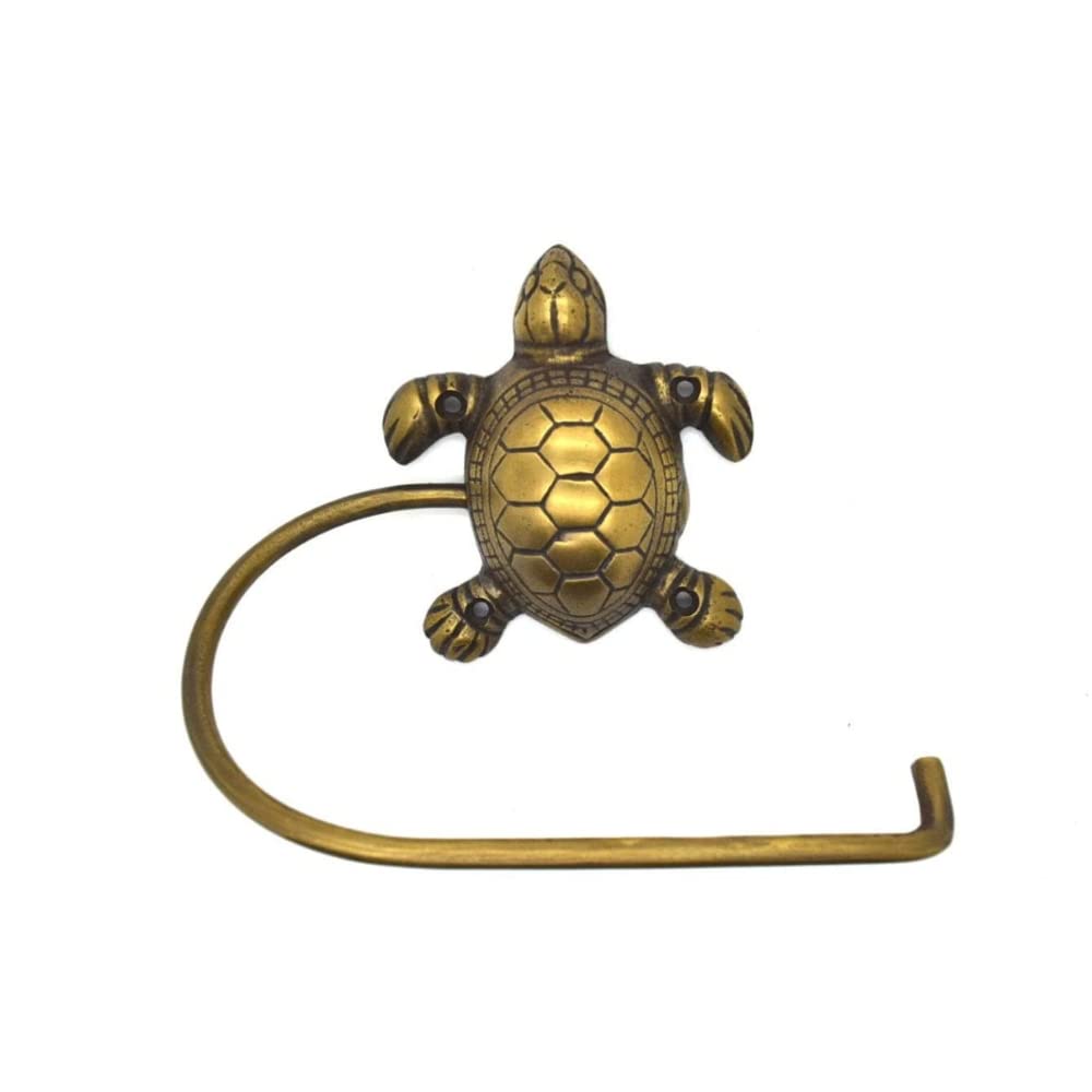FOUNDRYMAN - Solid Brass Turtle Design Toilet Roll Holder, Turtle Themed Solid Brass Hardware - Perfect for a Bathroom Makeover - 6" x 1