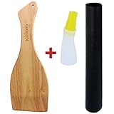Kuisinero Wooden BBQ Scraper Kit - Wood Grill Cleaner for Top and Between Grates of Grill, Clean and Oil Barbeque Grill Set with Wood Scraper, Grill Mat and Silicone Bottle Baster