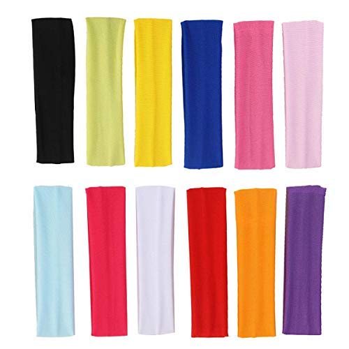 Yongbest Yoga Cotton Headbands, 12 Colors, Stretch Elastic Headband for Women Girls Sports