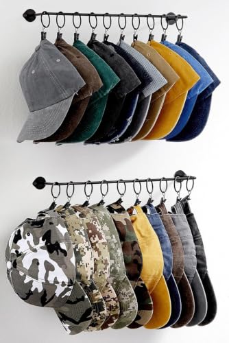 Viklluyr Hutablage für Wand, Baseballkappen-Display, Organizer mit 20 Haken, moderner Metall-Huthalter, Wandmontage, für Schrank, Tür, Schlafzimmer, E