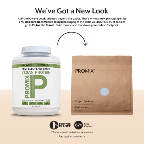 ProMix Nutrition Plant-Based Vegan Protein Powder, Unflavored - Pea Protein & Vitamin B-12 - ­Post Workout Fitness & Nutrition Shakes, Smoothies, Baking & Cooking Recipes - 5 Pound (Pack of 2)