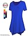 [DRSKIN] WS05 Women Handkerchief Hem Short Sleeve Long Tunic Top. (XL, Blue)