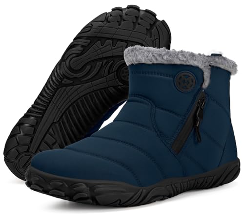 Winterstiefel Barfuß Schneestiefel Warm Wasserdicht Gefüttert Rutschfest Barefoot Stiefel Boots Schuhe Für Damen Herrendunkelblau 44