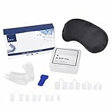SLEEP CO. Snore Solution Kit - Anti-Snoring & Bruxism Mouthpiece, with 8 Nose Vents (S,M,L), an Eye Mask, a Free E-Book - Complete Nose & Mouth Snore Stopper Set - Great for Perfect,Silent,Sleep